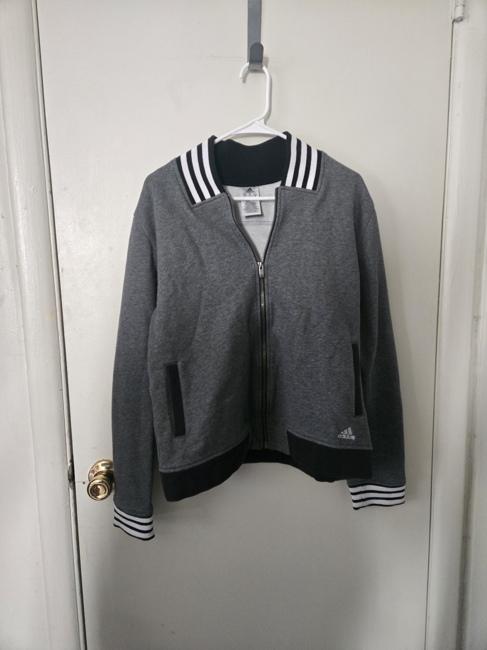Adidas Gray Zip-Up Bomber Jacket